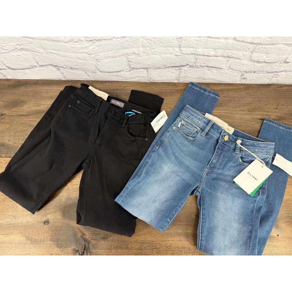 DL1961 Girls Chloe Skinny Jeans Lot of 2 Parula Blue Black Size 10‎ Boutique NWT